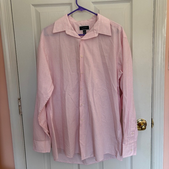 👔 Club Room Pink Check Button-Down Shirt | Size L (16-16.5) - Picture 1 of 4